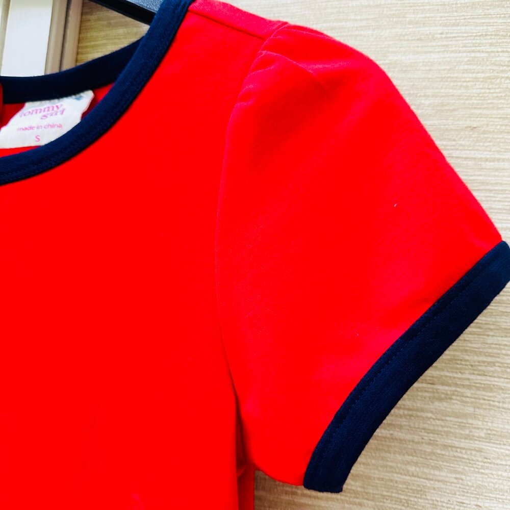 Tommy Hilfiger Red and Navy Short Sleeve Mini Dress - Picture 5 of 8